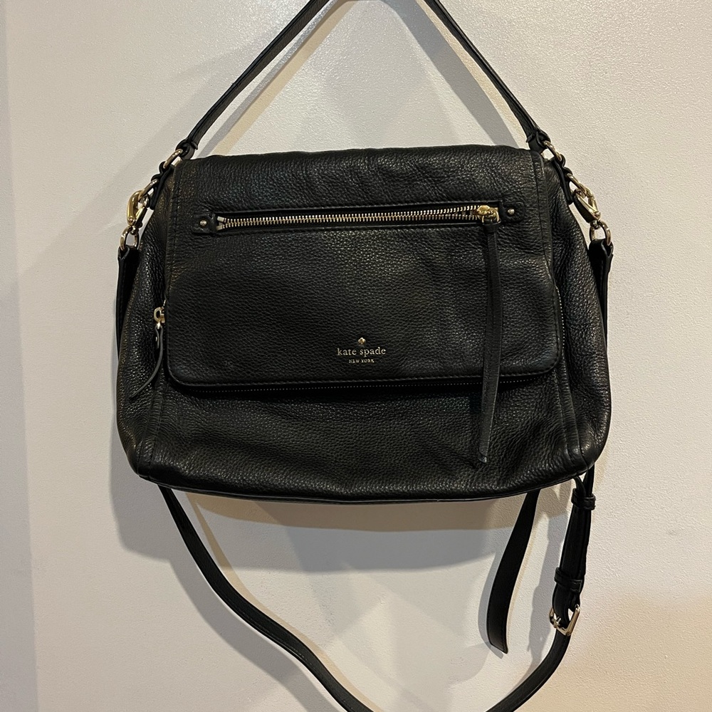 Kate Spade leather messenger bag with cross body strap and shoulder bag strap